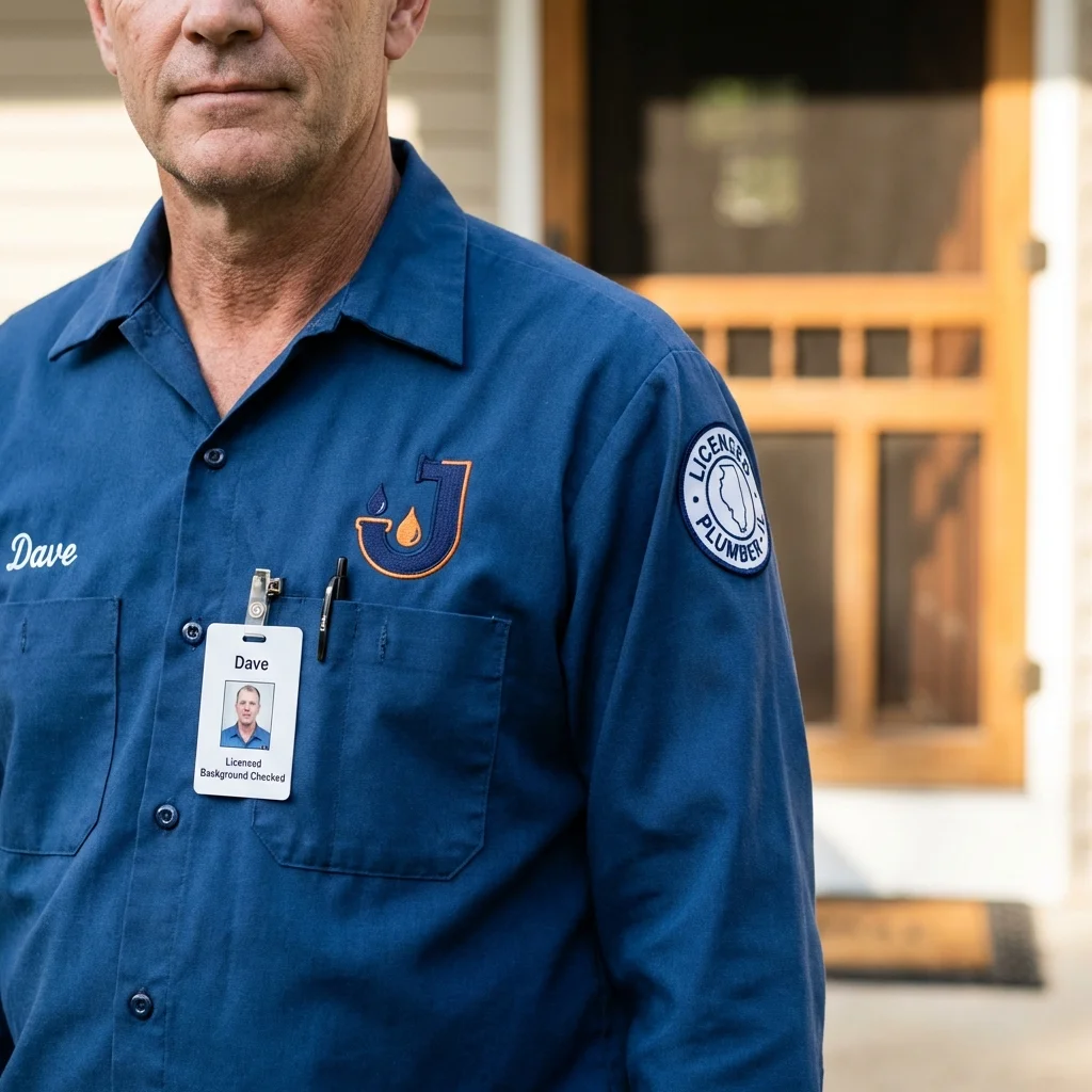 Licensed plumber showing ID badge in Metter, GA