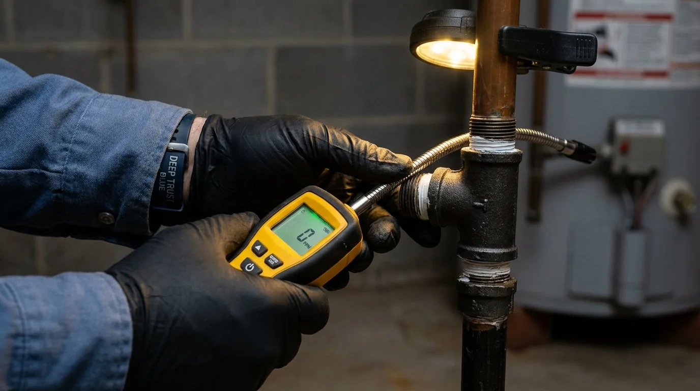 Gas leak detection with electronic sniffer by Johns Plumbing LLC in Metter